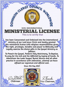 International Ministerial Licence